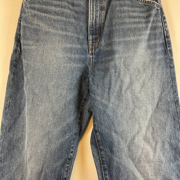 Madewell The Curvy Balloon Jeans 26 Blue Dark Wash Raw Hem - Picture 3 of 11